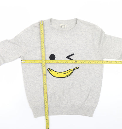 River Island Women’s Grey Funny Banana Pullover Jumper Size 10