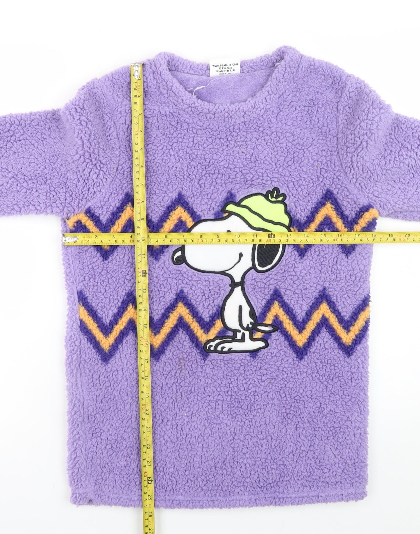 Snoopy Men’s Purple Fleece Pyjama Top Size XS Peanuts Graphic Loungewear