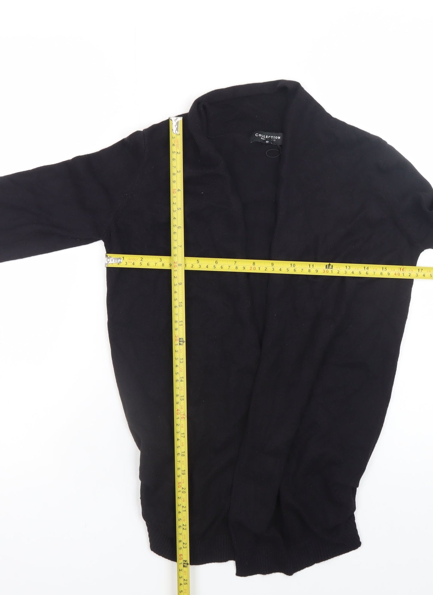 Debenhams Women Black Size 10 Open Knit Long Sleeve Cardigan