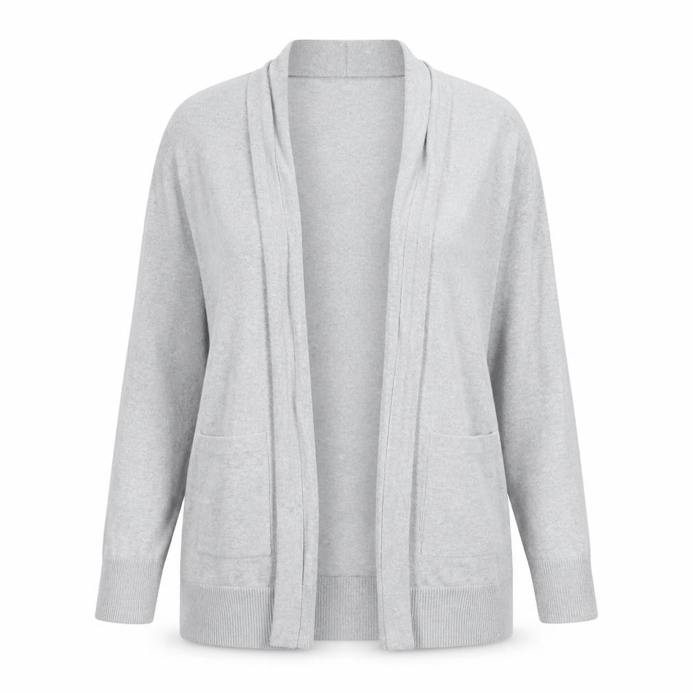 Lands' End Women’s Grey Cotton Long Sleeve Cardigan L