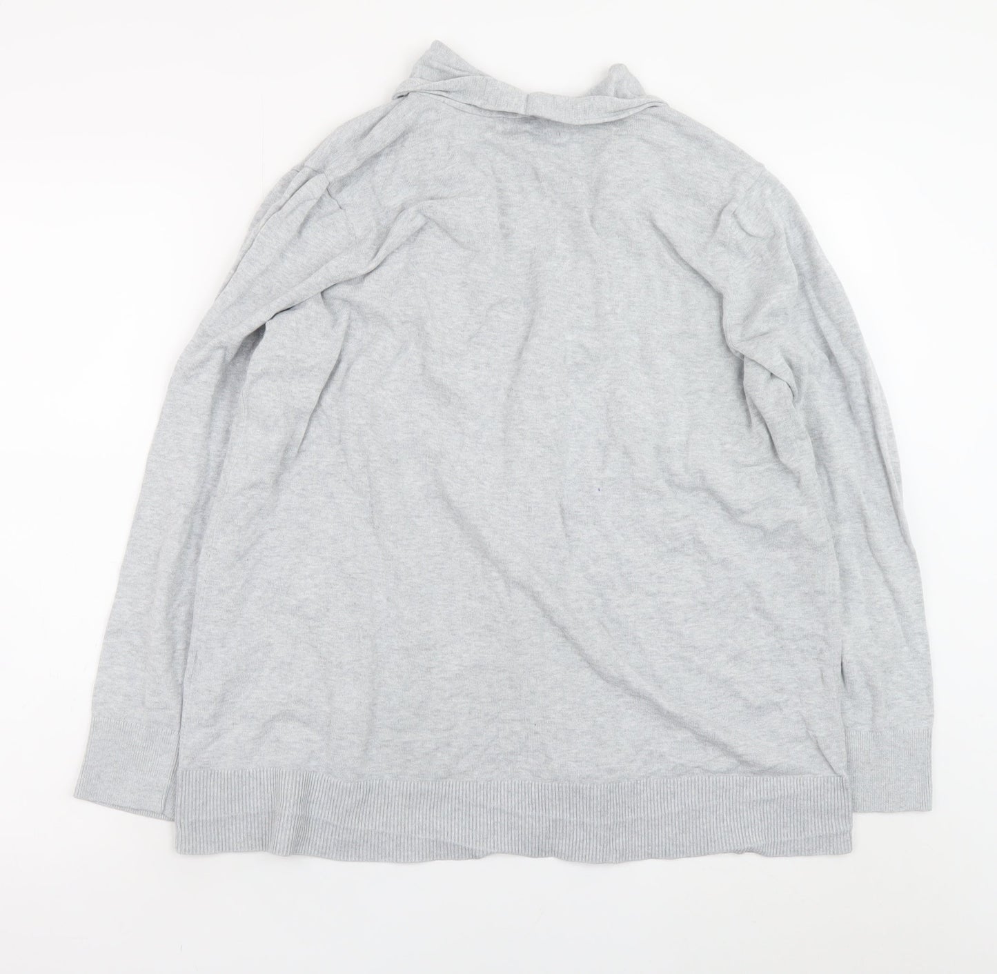 Lands' End Women’s Grey Cotton Long Sleeve Cardigan L