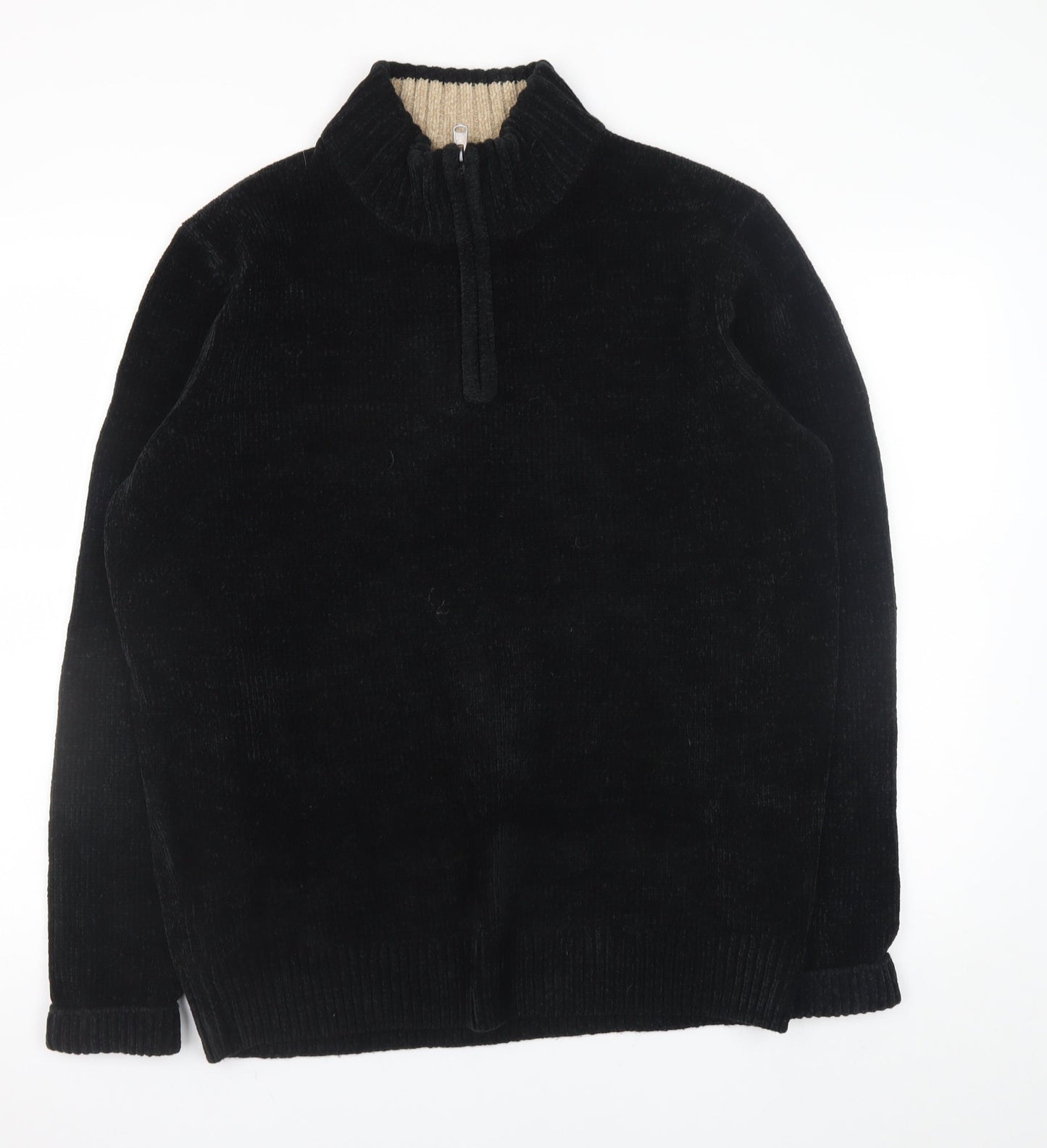 Kensington Men's Black XL 1/4 Zip High Neck Acrylic Jumper