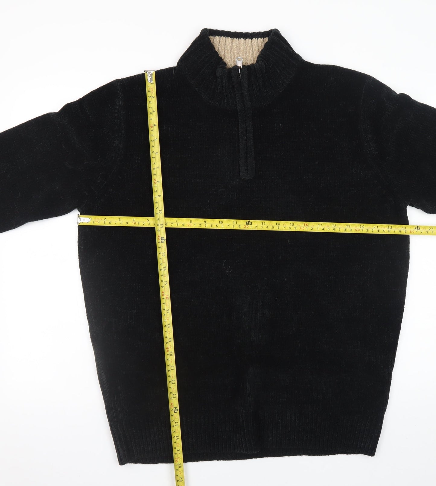 Kensington Men's Black XL 1/4 Zip High Neck Acrylic Jumper