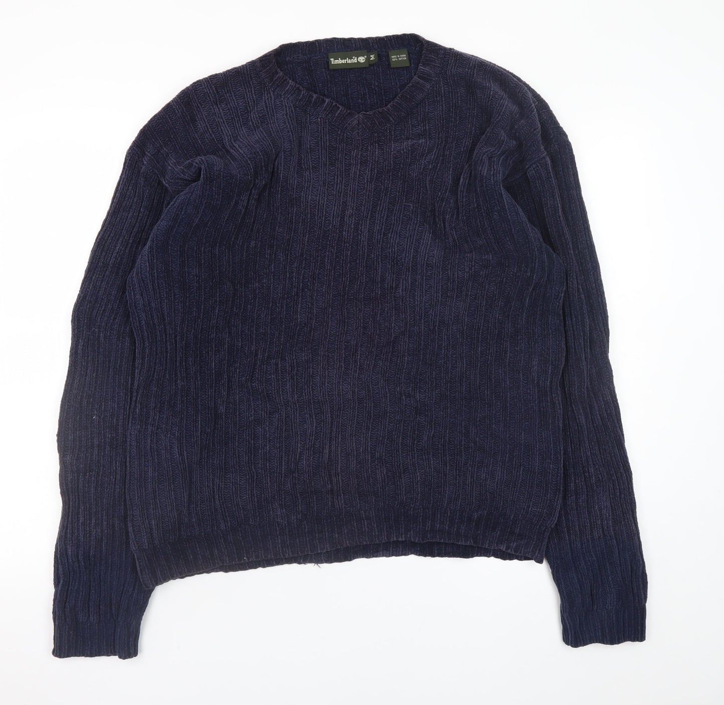 Timberland Men's Blue Cotton Knit V-Neck Pullover Jumper M