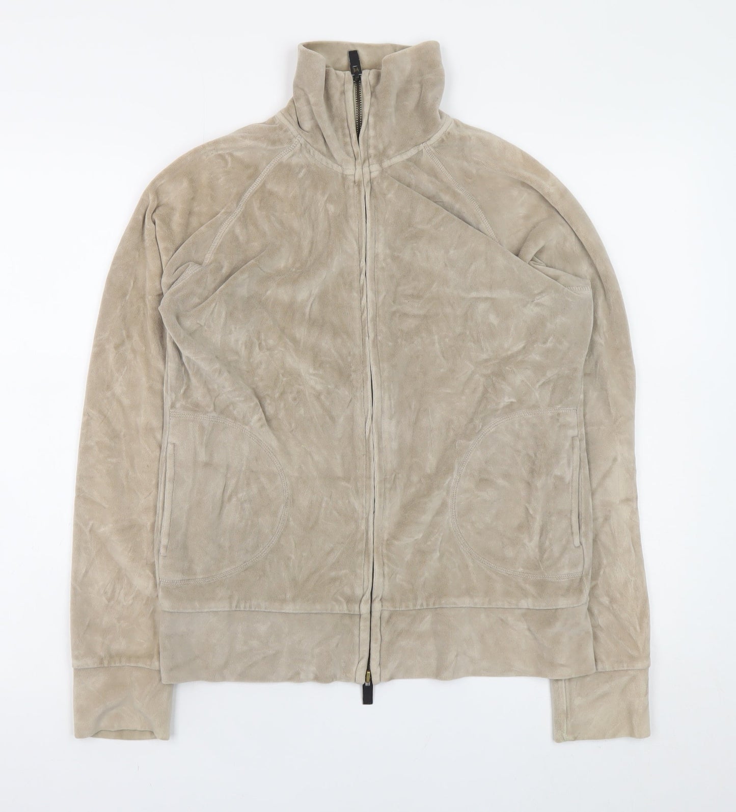 L.O.G.G. Womens Beige Full Zip Velour Jacket Size M