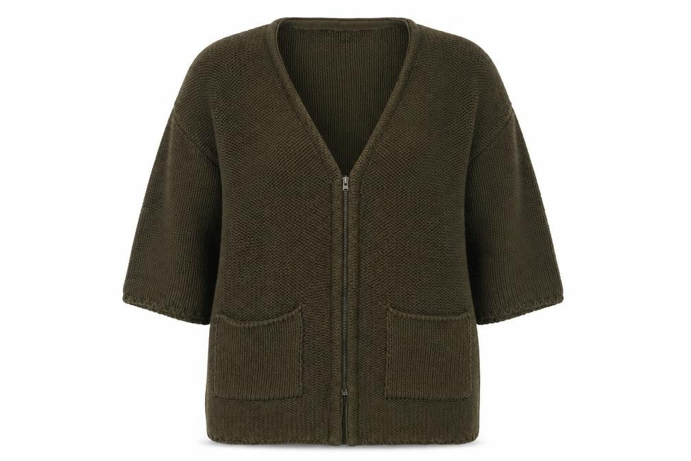 Marks & Spencer Women Green Size 12 Chunky Knit Zip Cardigan