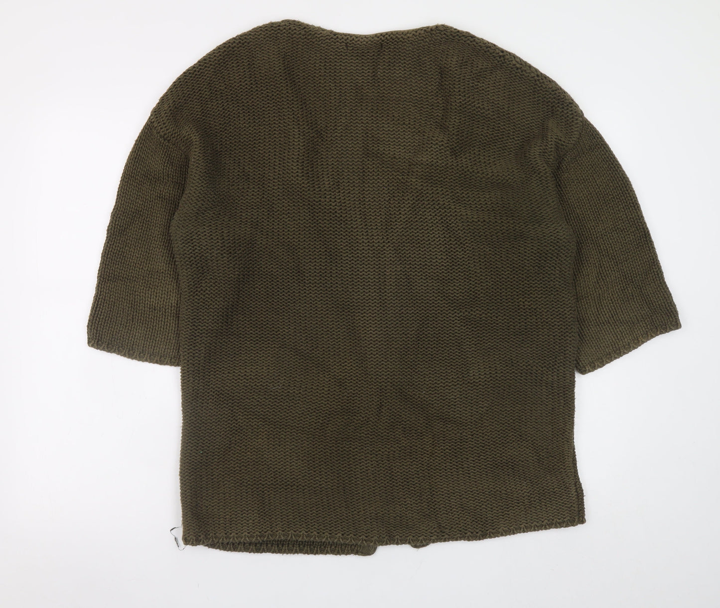 Marks and Spencer Women Green Size 12 Chunky Knit Zip Cardigan