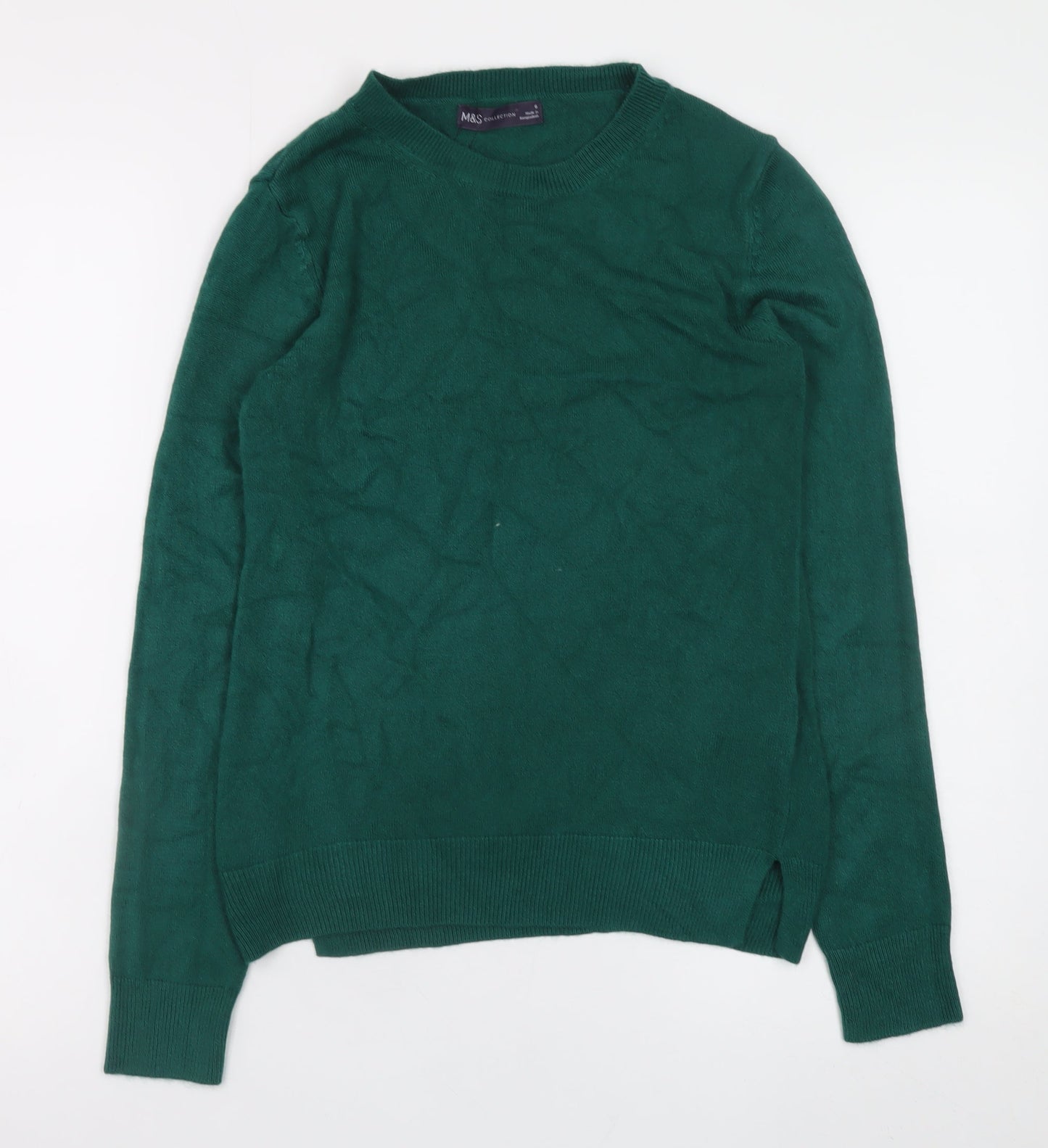Marks and Spencer Women Green Size 6 Crew Neck Acrylic Jumper