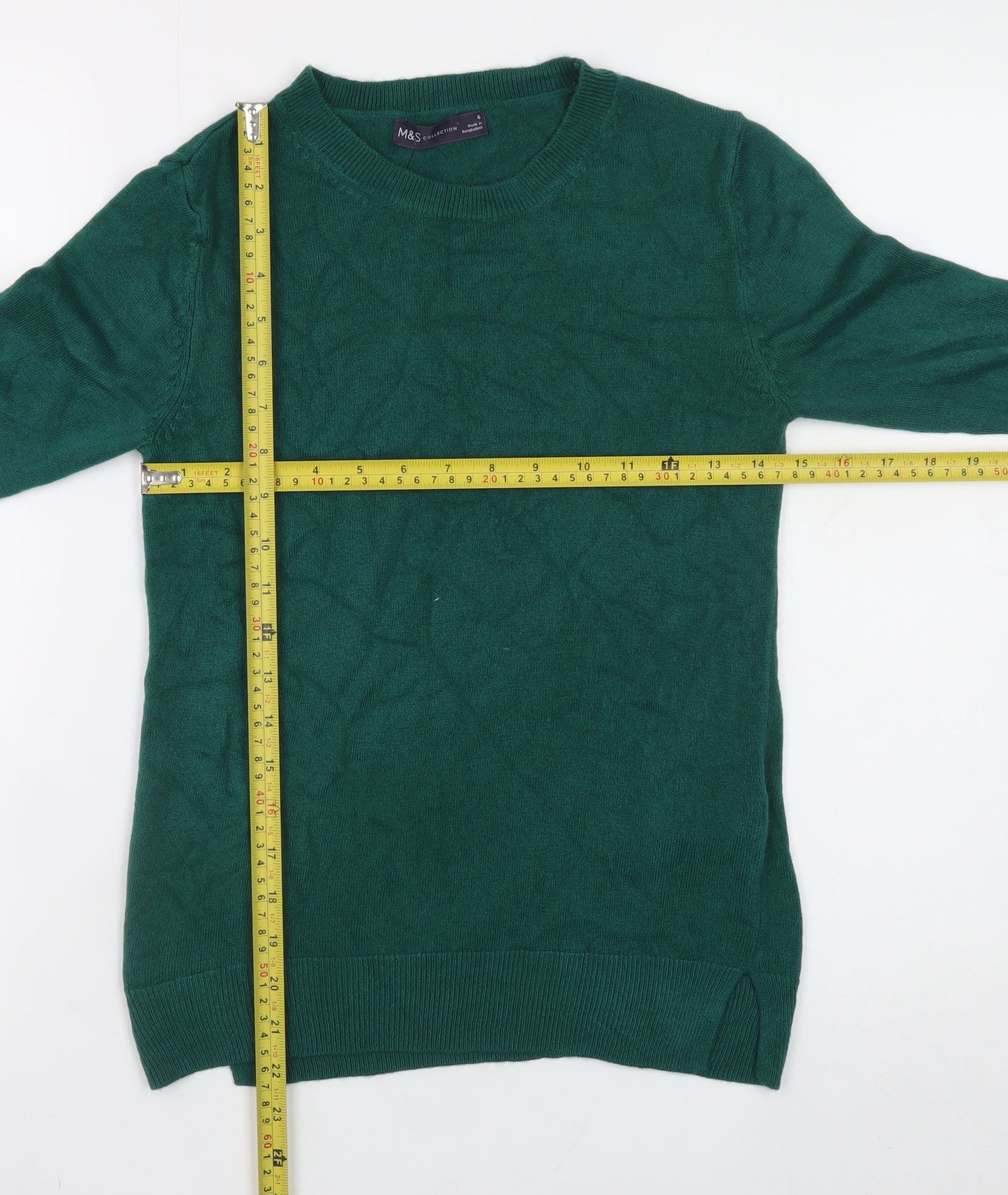 Marks and Spencer Women Green Size 6 Crew Neck Acrylic Jumper