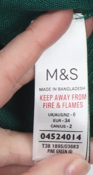 Marks and Spencer Women Green Size 6 Crew Neck Acrylic Jumper