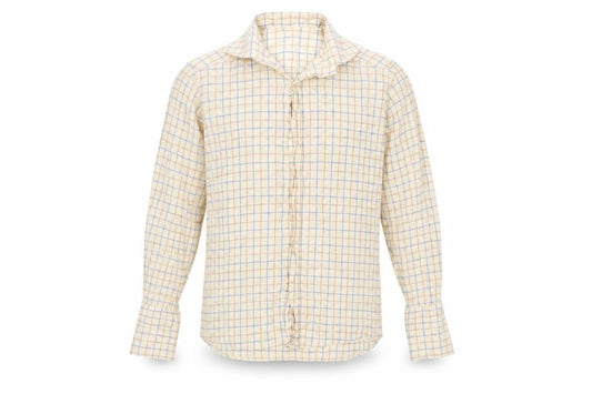 Gresham Blake Men's Beige Check Long Sleeve Cotton Shirt Size 15