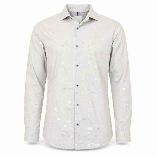 Next Men’s White Geometric Slim Fit Long Sleeve Shirt 15in
