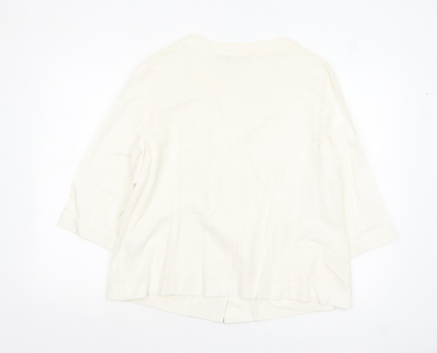 Isle Women Ivory Linen Blend Single-Breasted Blazer Jacket Size 18