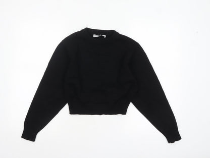 Zara Women Black Crew Neck Knit Pullover Jumper Size S