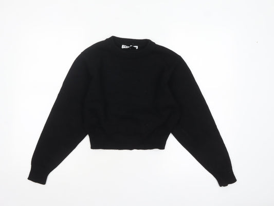Zara Women Black Crew Neck Knit Pullover Jumper Size S