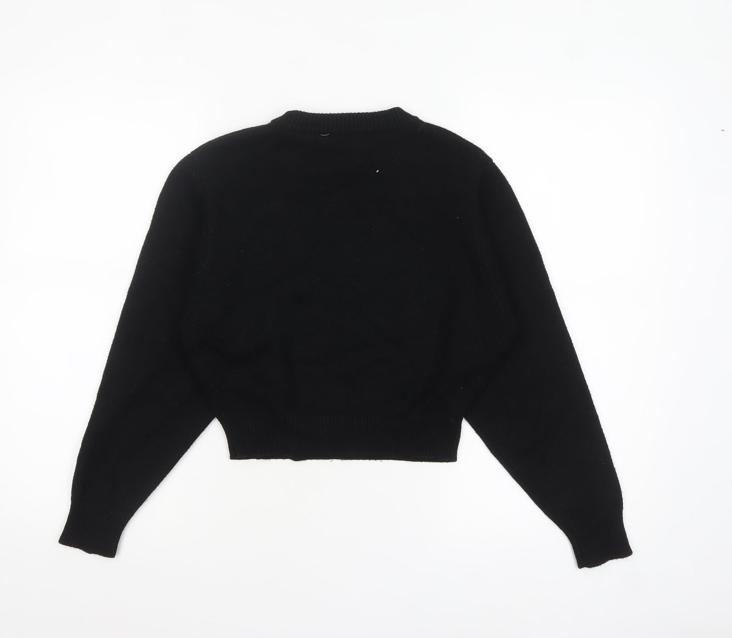 Zara Women Black Crew Neck Knit Pullover Jumper Size S