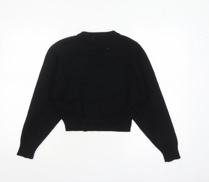 Zara Women Black Crew Neck Knit Pullover Jumper Size S