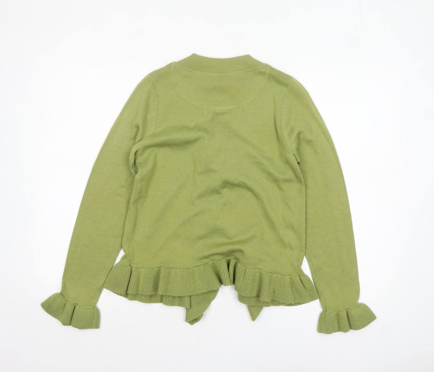 George Women’s Green Ruffle Edge Knit Cardigan Size 10
