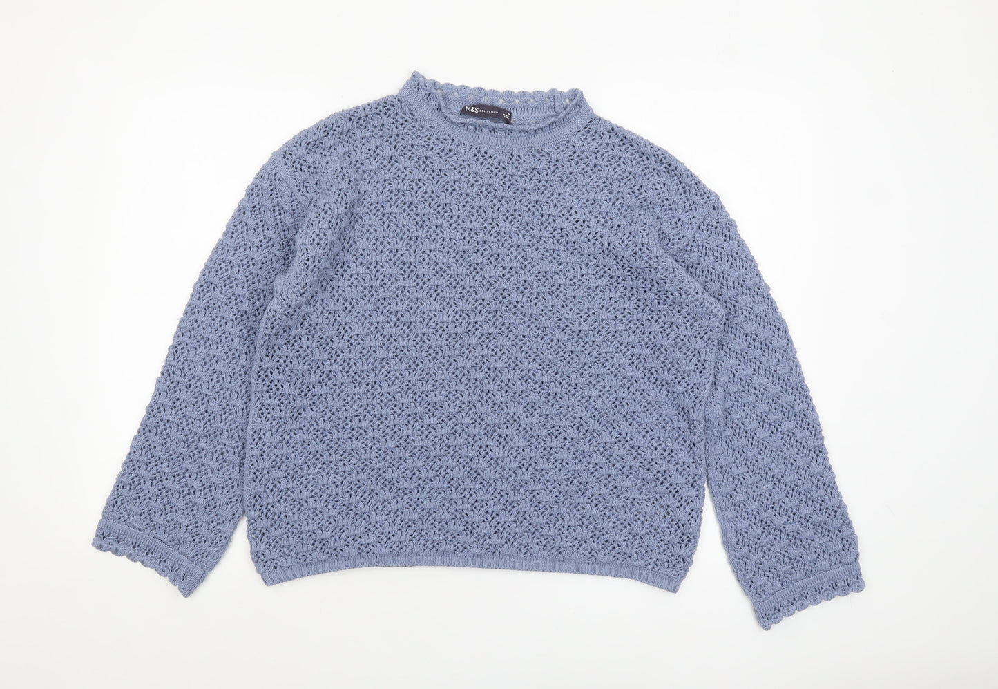 Marks and Spencer Women’s Blue Open-Knit Cotton Jumper M