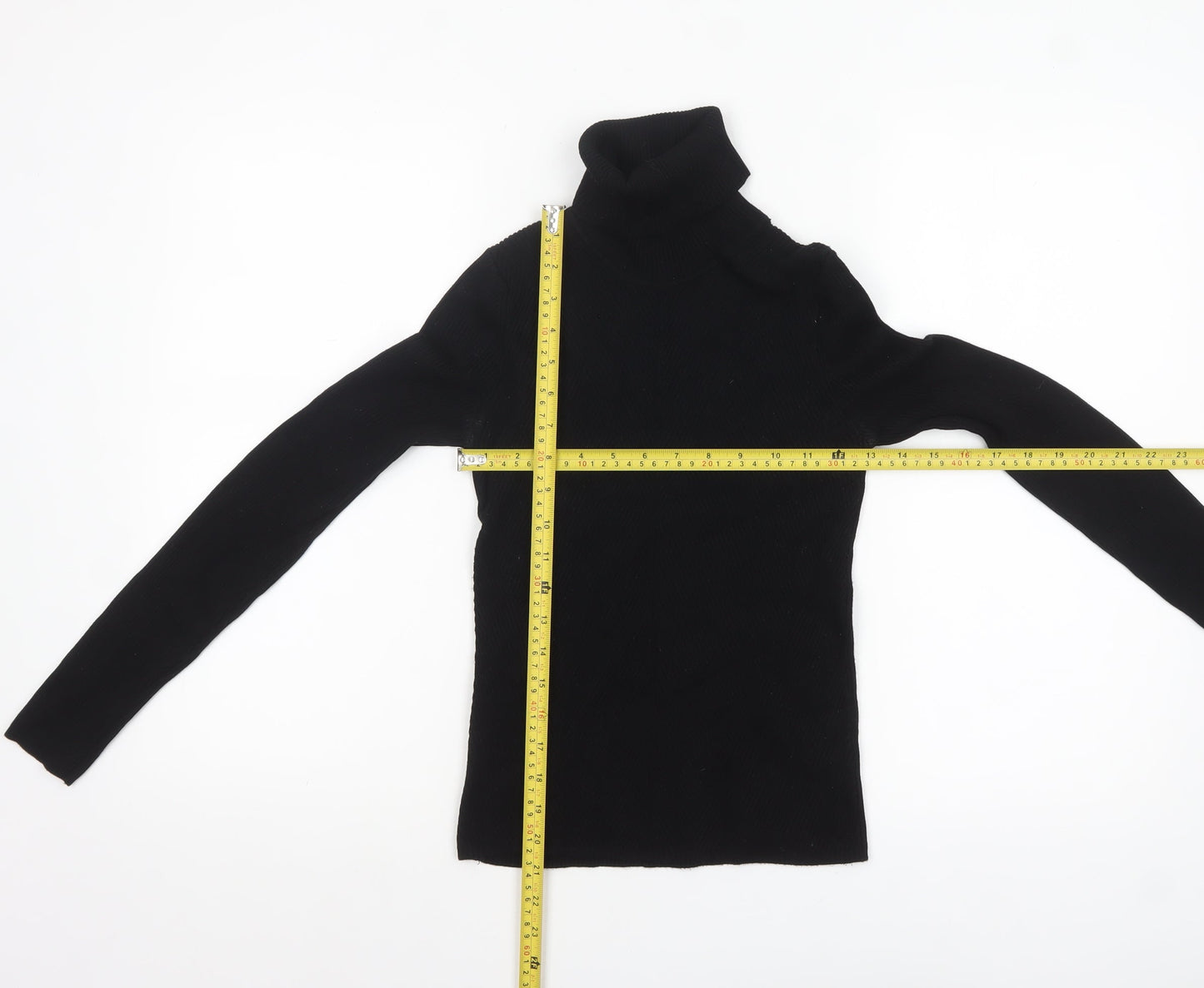 Zara Women Black Roll Neck Slim Fit Knit Jumper Size S