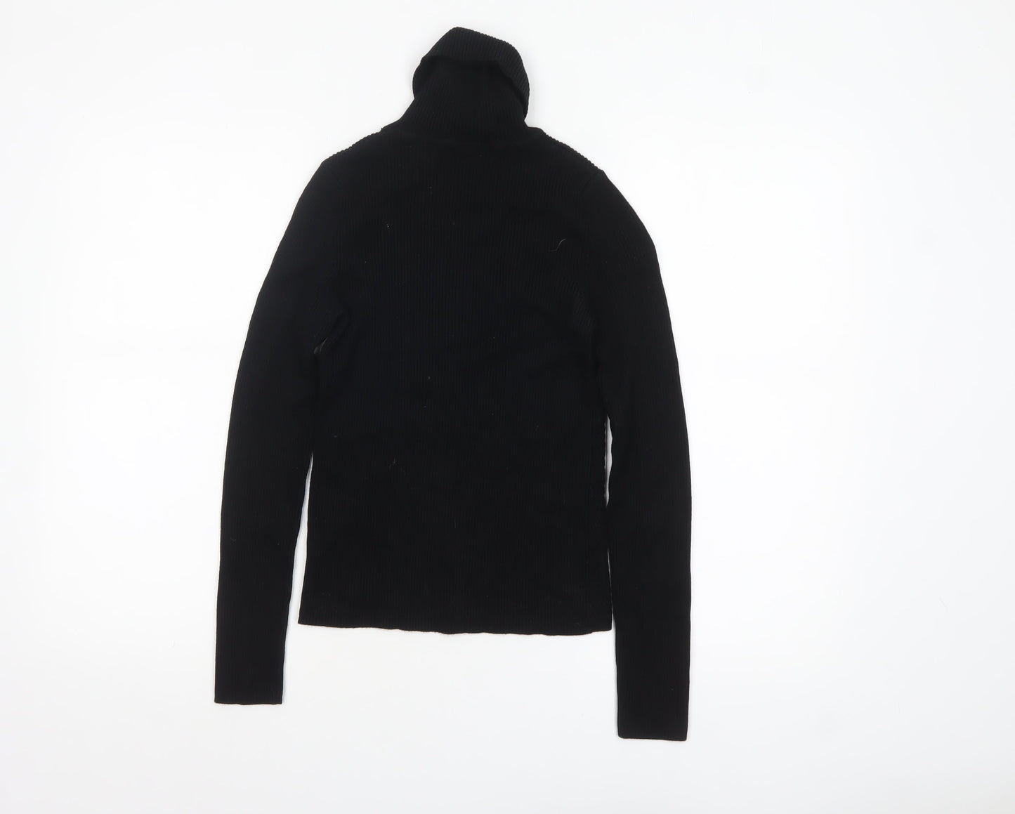 Zara Women Black Roll Neck Slim Fit Knit Jumper Size S