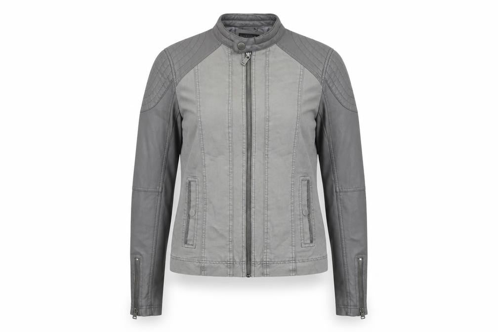 Guess Women's Grey XS Biker Jacket Faux Leather Zip Pockets
