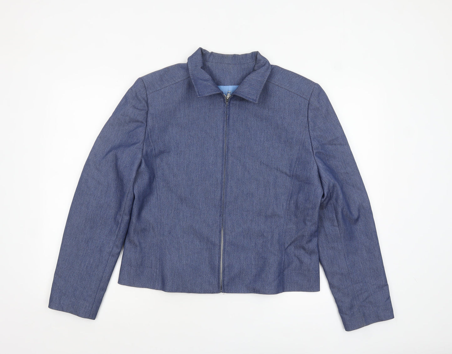 Just Jamie Women's Blue Size 14 Twill Full Zip Lined Jacket
