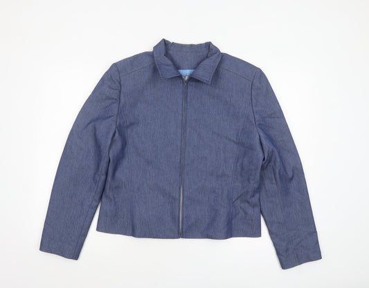 Just Jamie Women's Blue Size 14 Twill Full Zip Lined Jacket