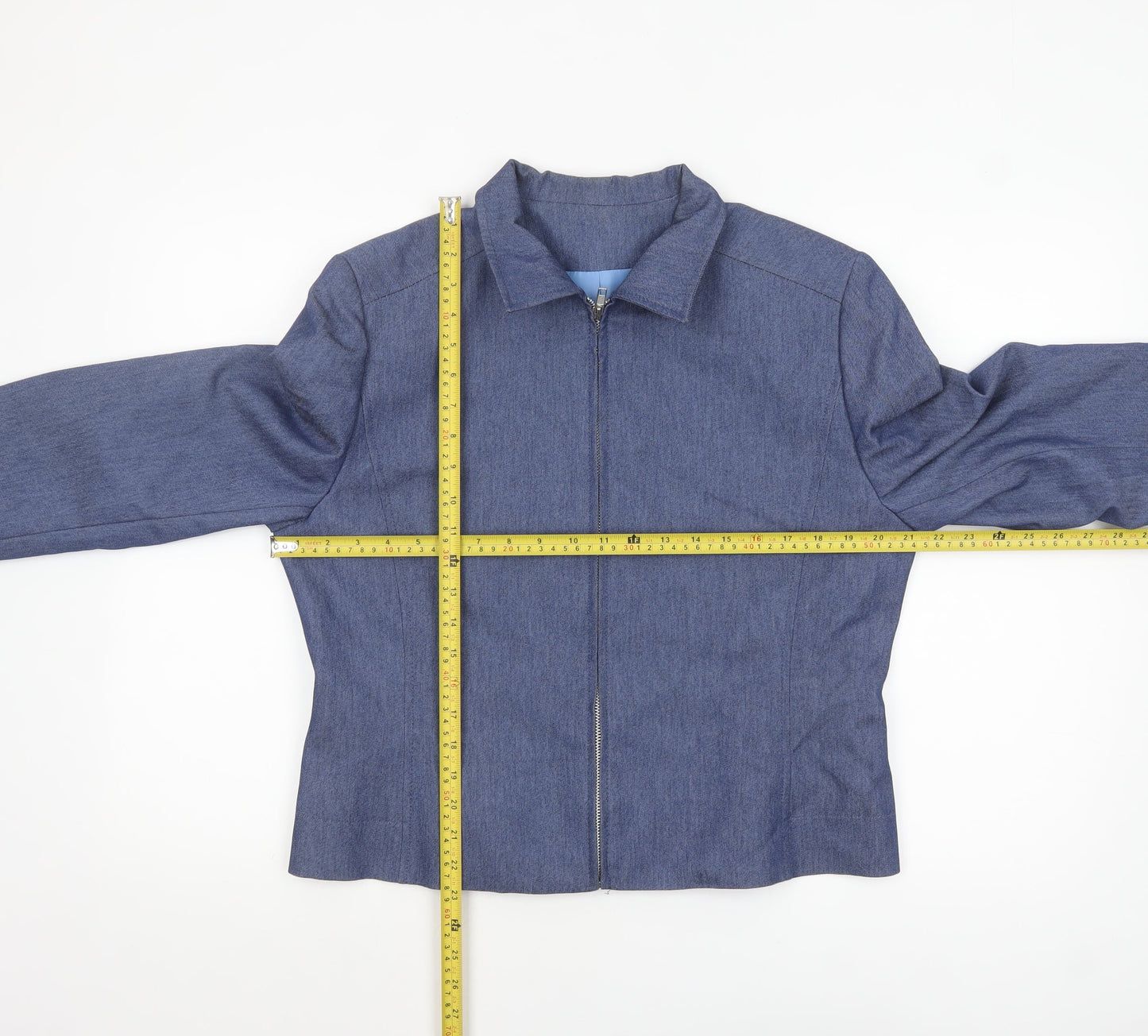 Just Jamie Women's Blue Size 14 Twill Full Zip Lined Jacket