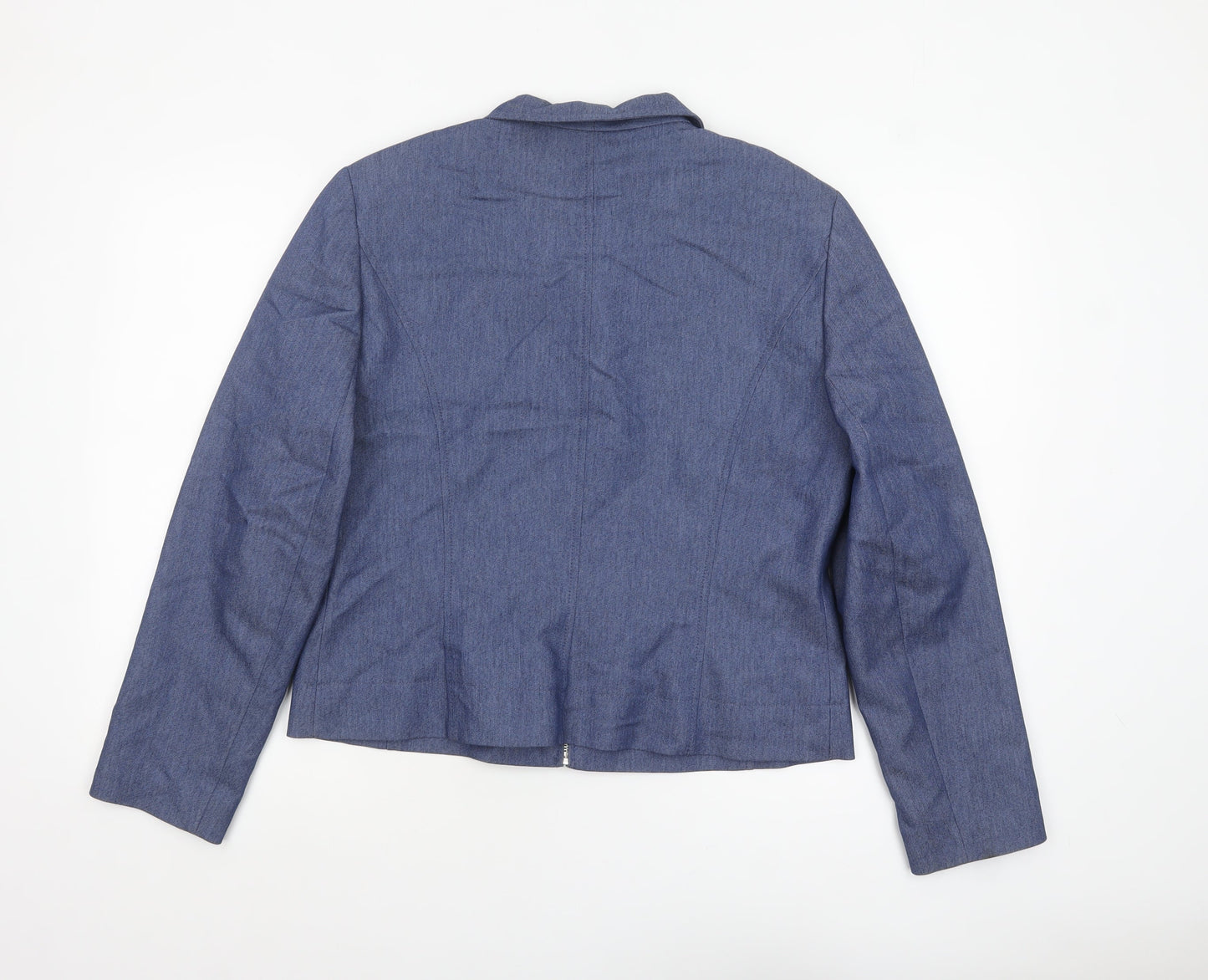 Just Jamie Women's Blue Size 14 Twill Full Zip Lined Jacket