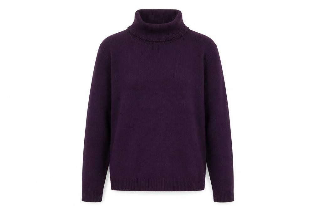 Pure & Natural Womens Purple Roll Neck Knit Jumper Size M