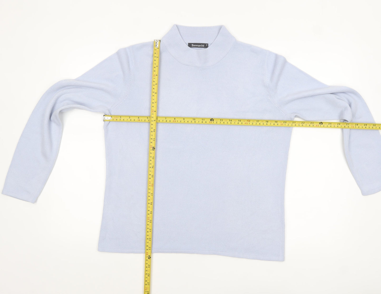 Bonmarché Women's Blue Mock Neck Long Sleeve Knit Jumper Size M