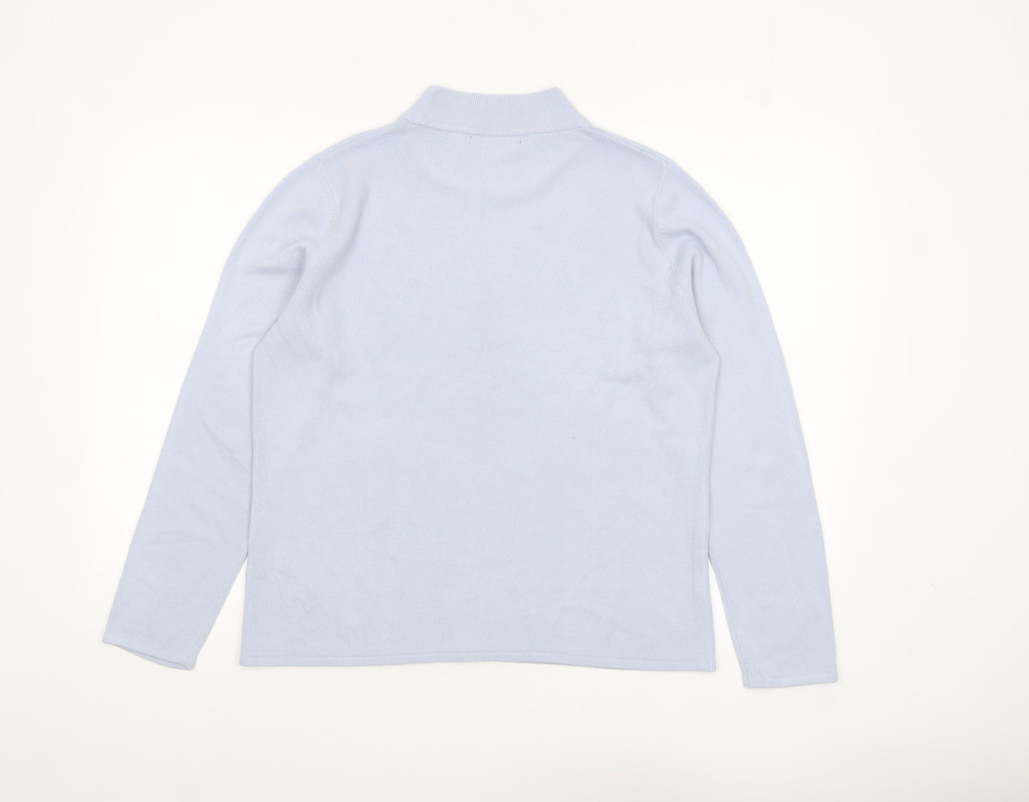 Bonmarché Women's Blue Mock Neck Long Sleeve Knit Jumper Size M