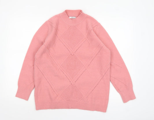 Damart Women Pink Crew Neck Long Sleeve Pullover Jumper M