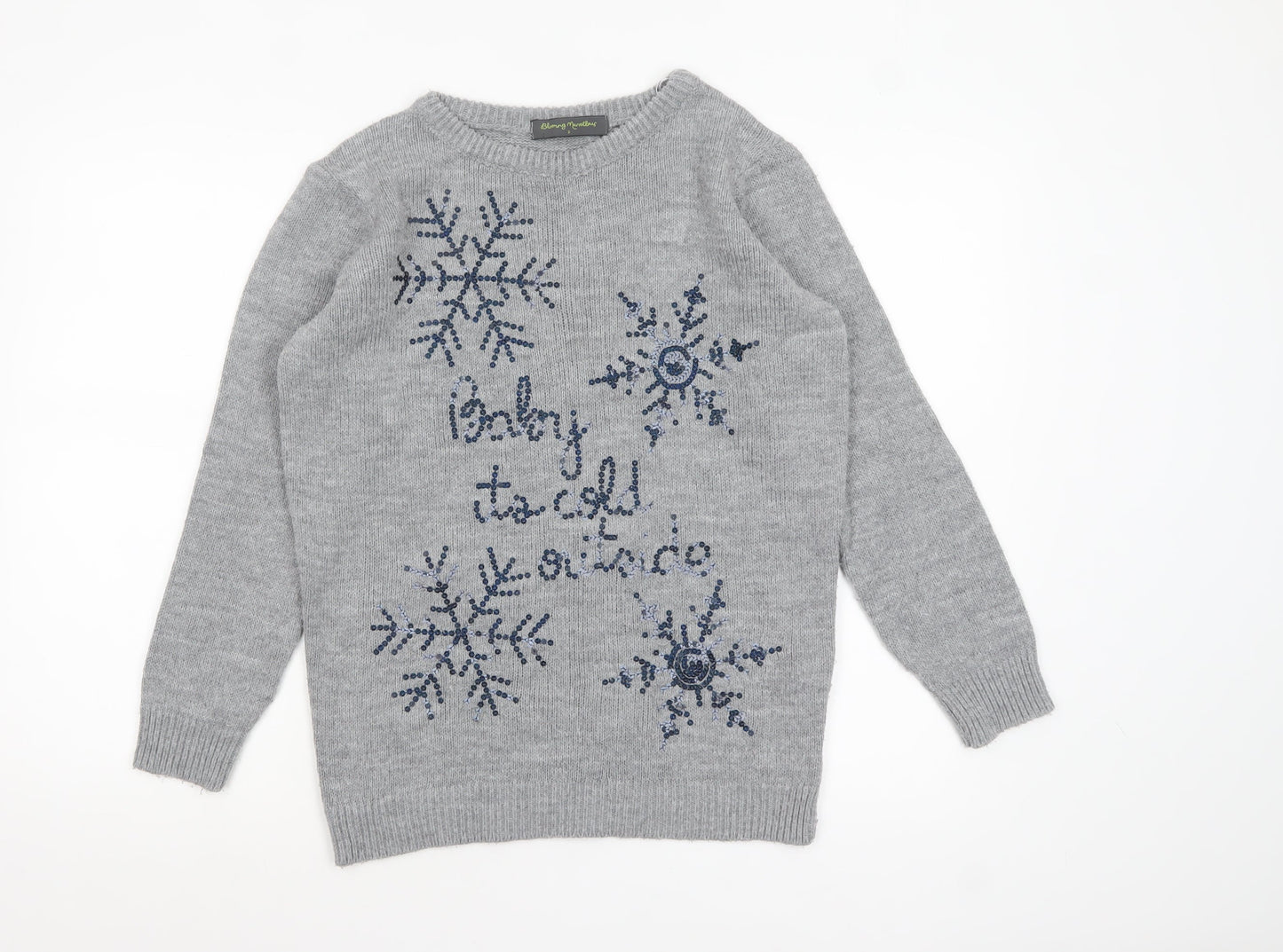 Blooming Marvellous Women Grey Sequin Christmas Jumper Size S