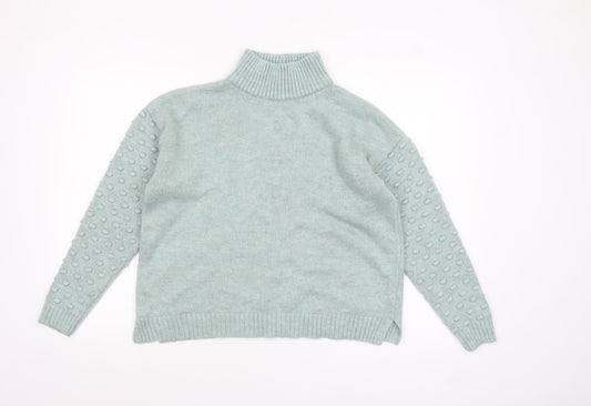 Next Women Green Roll Neck Long Sleeve Acrylic Jumper Size S