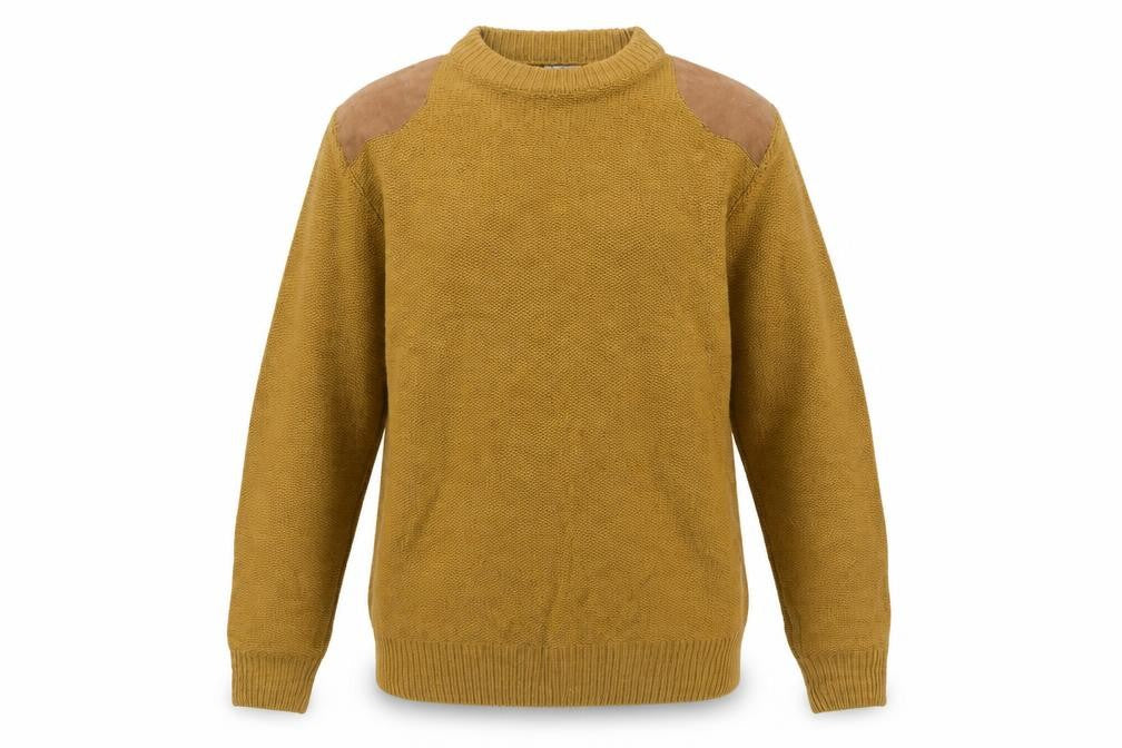Next Men's Brown Wool Pullover Jumper L Chunky Knit Elbow Patches