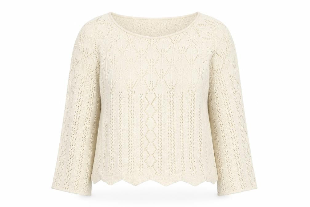 Vero Moda Women Ivory Open-Knit Cotton Jumper Size 12