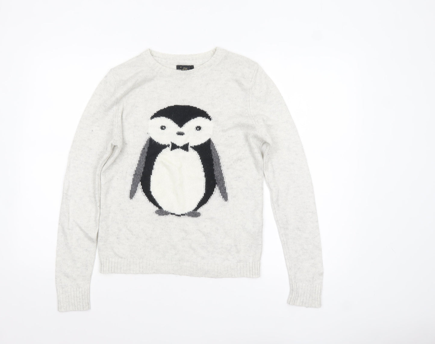 Forever 21 Women’s Grey Penguin Christmas Jumper Size S