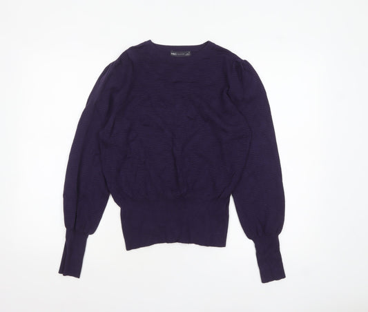 Marks and Spencer Women Purple Crew Neck Knit Pullover Jumper M