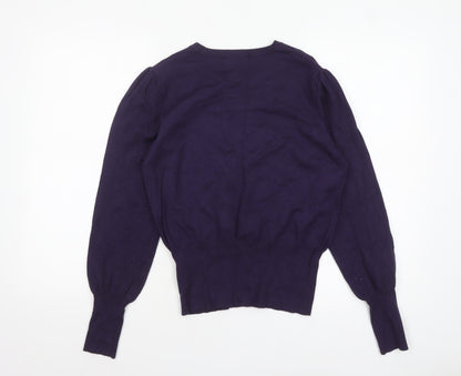 Marks & Spencer Women Purple Crew Neck Knit Pullover Jumper M