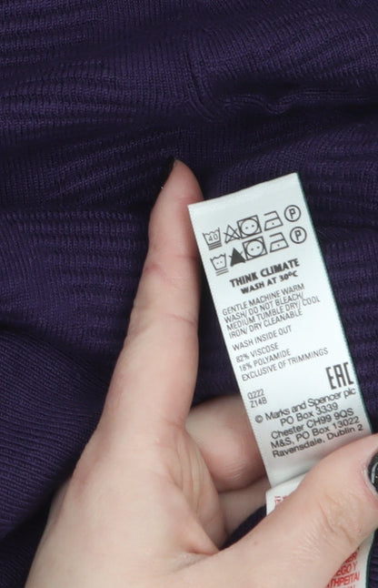 Marks & Spencer Women Purple Crew Neck Knit Pullover Jumper M