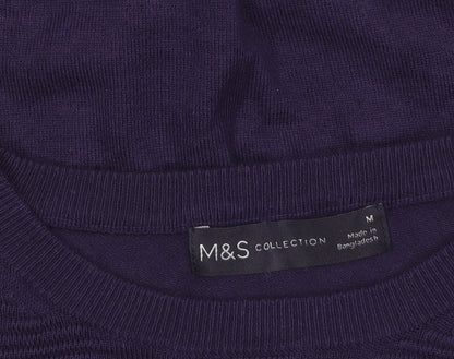 Marks & Spencer Women Purple Crew Neck Knit Pullover Jumper M