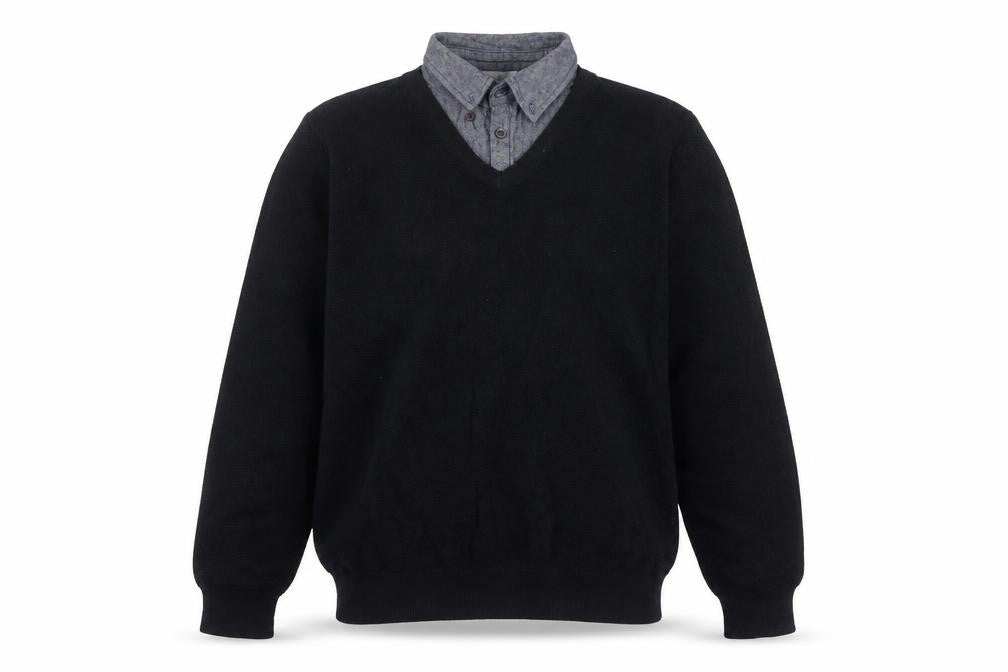 Marks & Spencer Men's Black Cotton V-Neck Jumper M