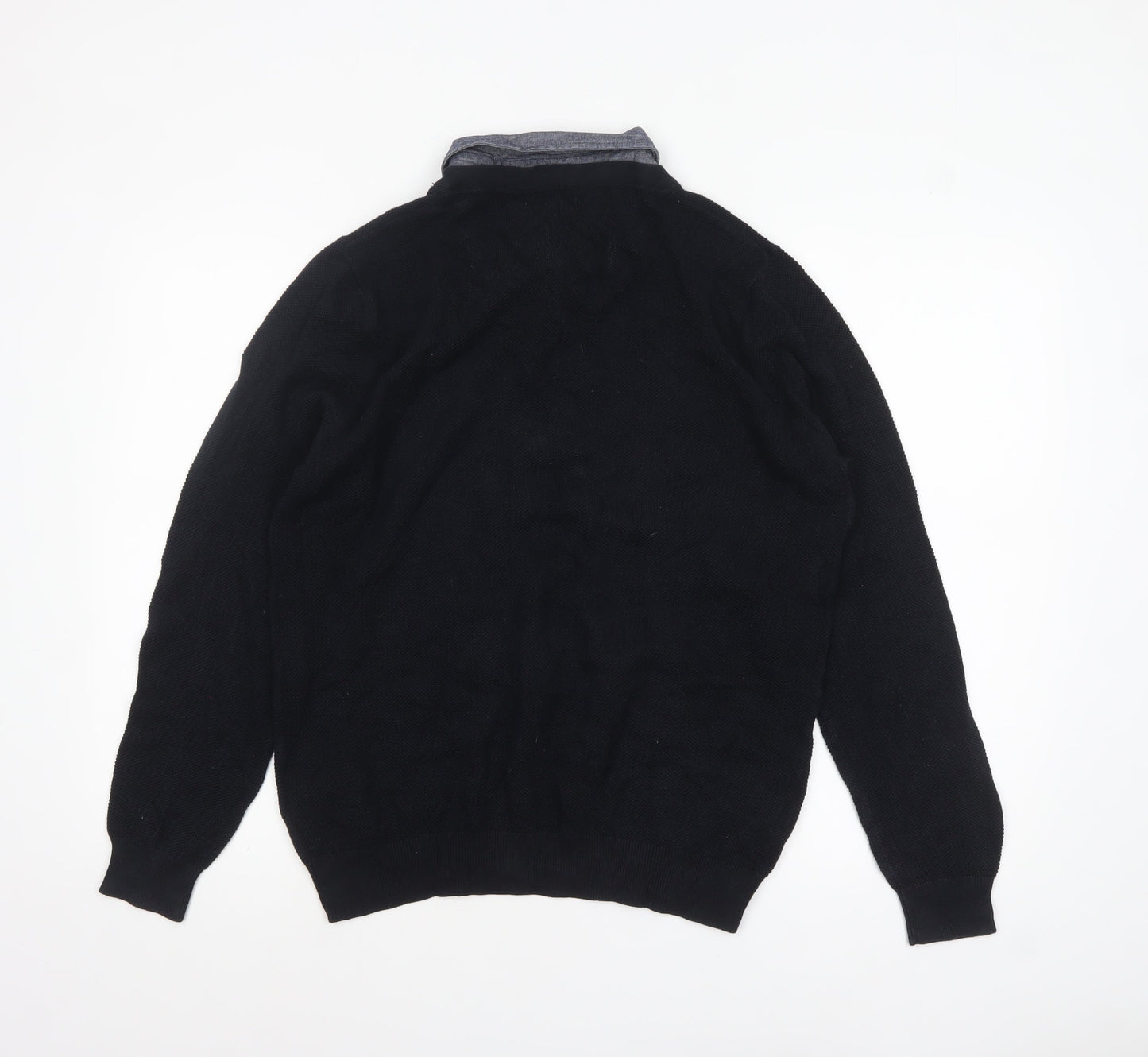 Marks and Spencer Men's Black Cotton V-Neck Jumper M