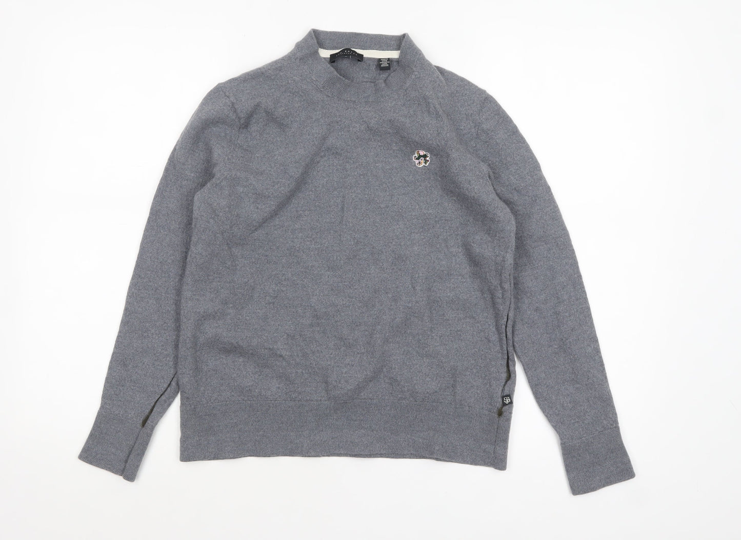 Ted Baker Womens Grey Wool Mock Neck Pullover Jumper Size L