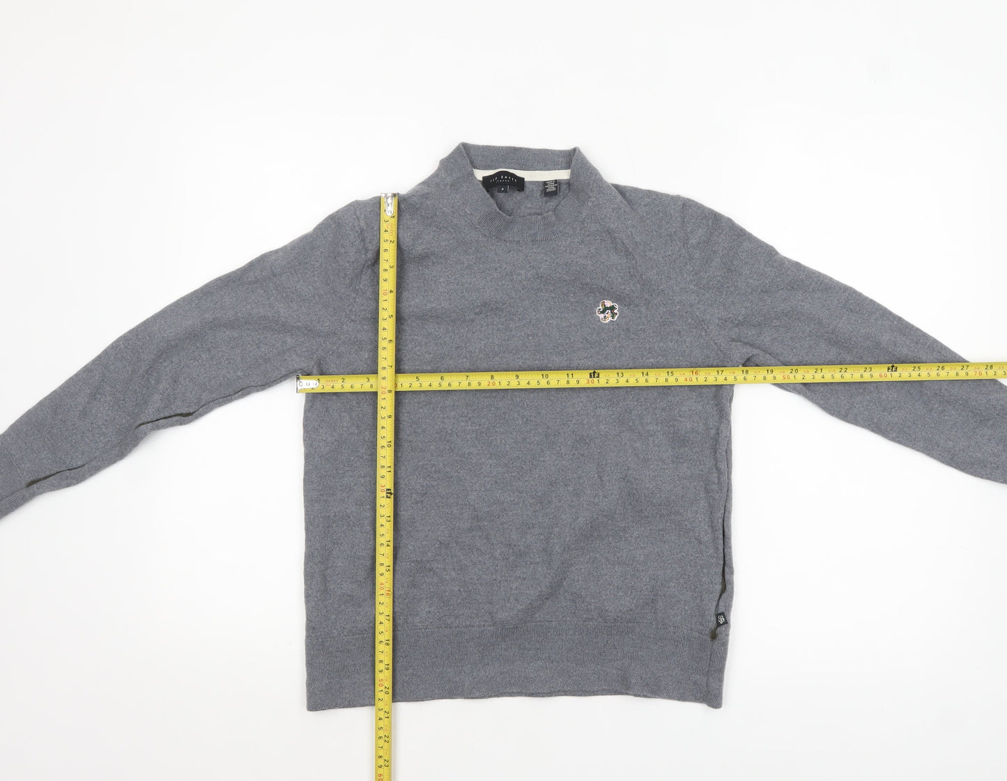 Ted Baker Womens Grey Wool Mock Neck Pullover Jumper Size L