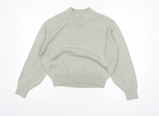 H&M Women’s Green Mock Neck Wool Blend Pullover Jumper XS