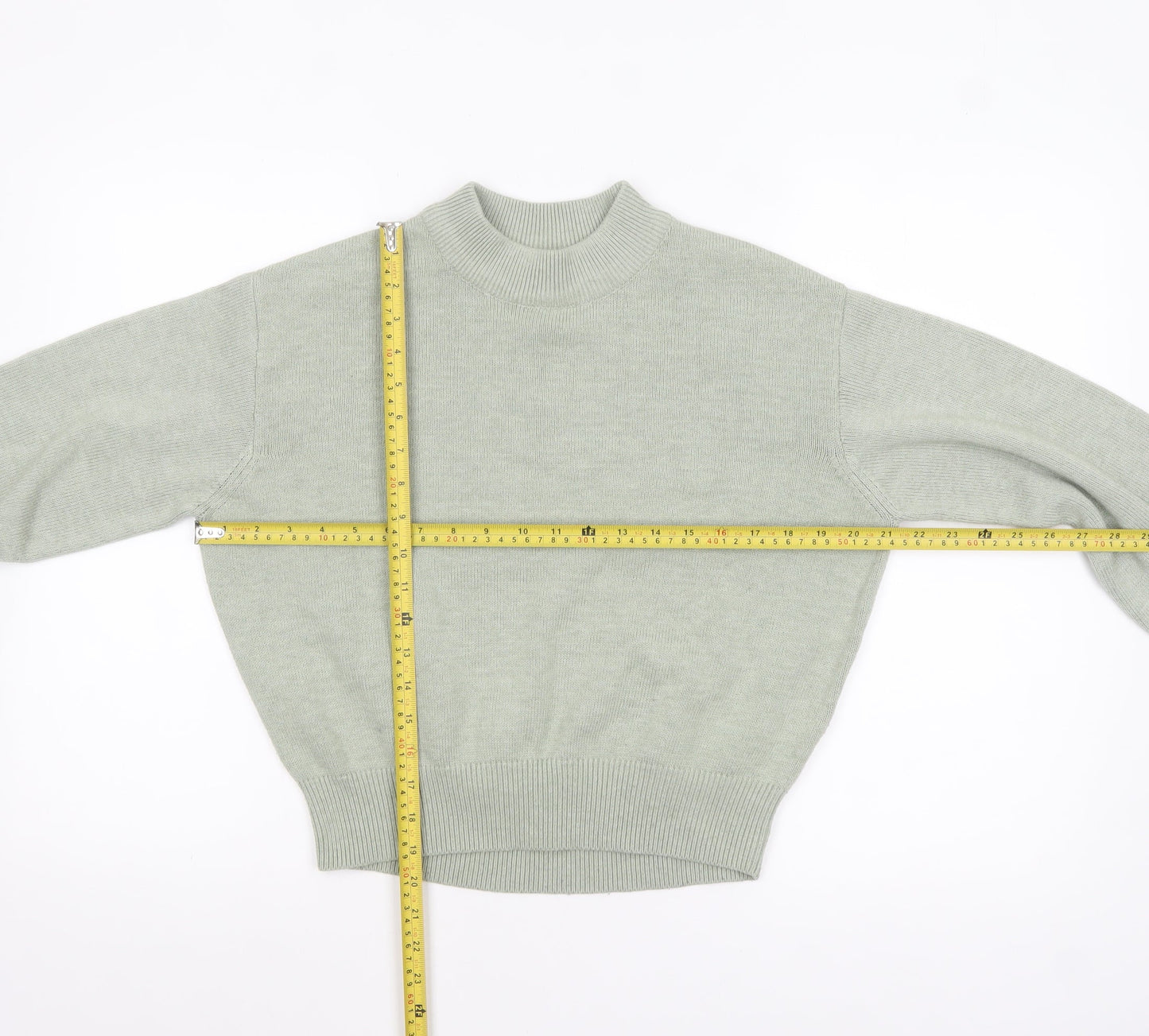 H&M Women’s Green Mock Neck Wool Blend Pullover Jumper XS