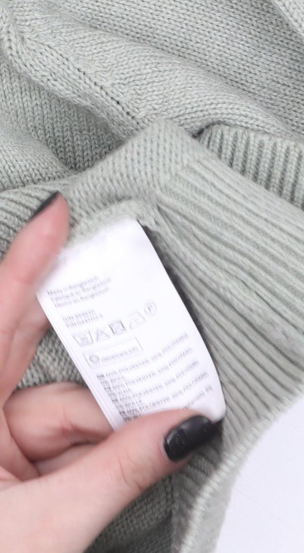 H&M Women’s Green Mock Neck Wool Blend Pullover Jumper XS